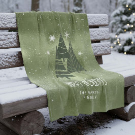 Kerstaven en Snowflakes Green ID863 Fleece Deken