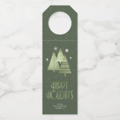 Kerstaven en Snowflakes Green ID863 Flessenhanger (Voorkant)