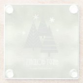 Kerstaven en Snowflakes Green ID863 Glazen Onderzetter (Achterkant)