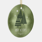 Kerstaven en Snowflakes Green ID863 Keramisch Ornament (Rechts)