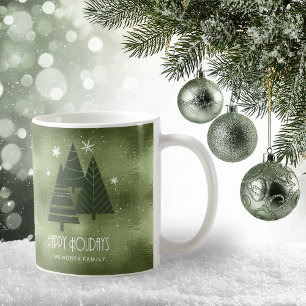 Kerstaven en Snowflakes Green ID863 Koffiemok