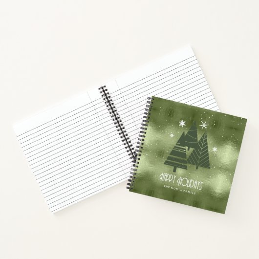 Kerstaven en Snowflakes Green ID863 Notitieboek (Binnen)