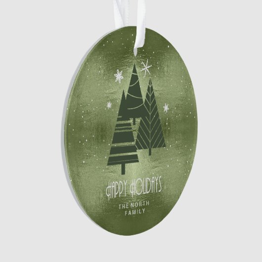 Kerstaven en Snowflakes Green ID863 Ornament (voorkant)