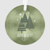 Kerstaven en Snowflakes Green ID863 Ornament (achterkant)