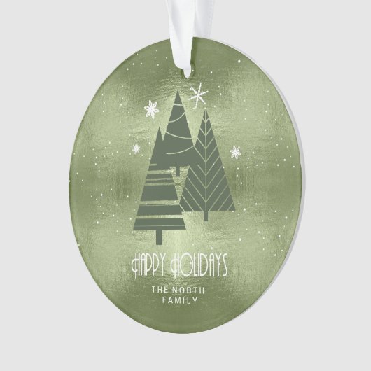 Kerstaven en Snowflakes Green ID863 Ornament (voorkant)