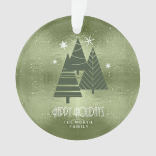 Kerstaven en Snowflakes Green ID863 Ornament