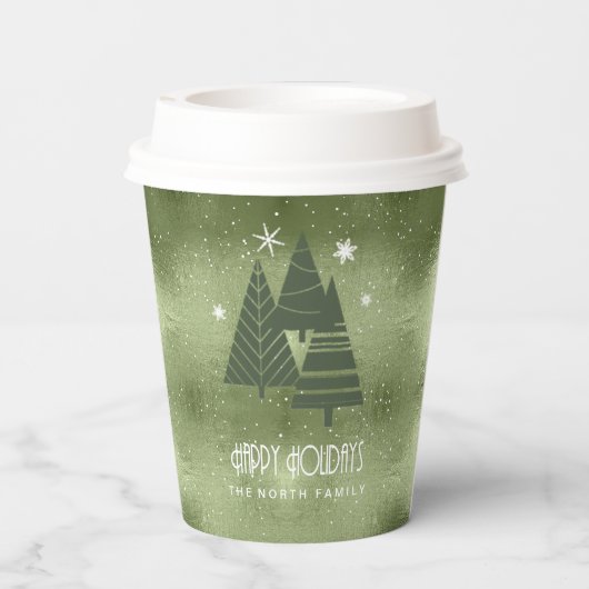 Kerstaven en Snowflakes Green ID863 Papieren Bekers (Achterkant)