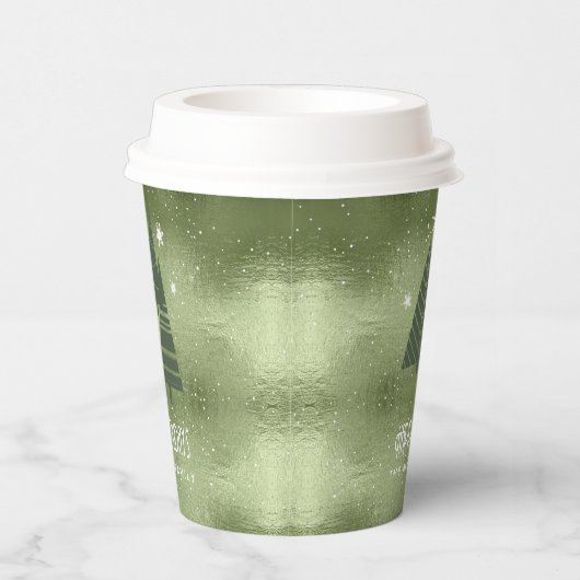 Kerstaven en Snowflakes Green ID863 Papieren Bekers (Rechts)