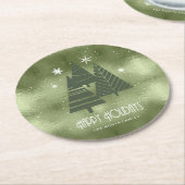 Kerstaven en Snowflakes Green ID863 Ronde Kartonnen Onderzetter (Gebogen)