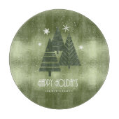 Kerstaven en Snowflakes Green ID863 Snijplank (Voorkant)