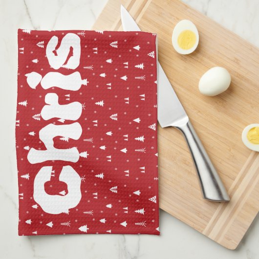 Kerstaven en Snowflakes Kitchen Towel Theedoek (Quarter Fold)