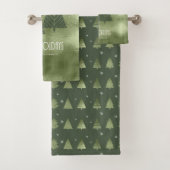Kerstaven en Snowflakes Pattern Green ID863 Bad Handdoek (Insitu)