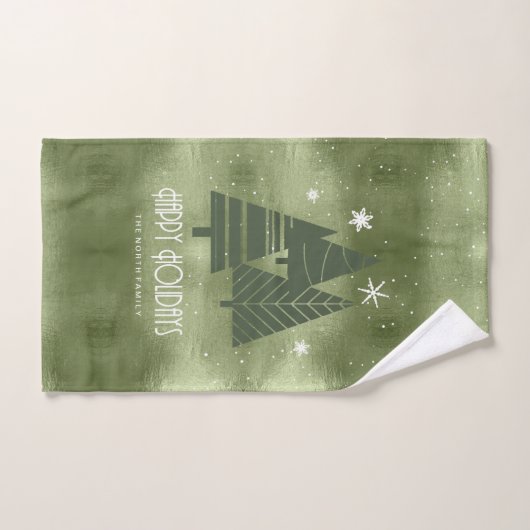 Kerstaven en Snowflakes Pattern Green ID863 Bad Handdoek (Handdoek)