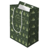 Kerstaven en Snowflakes Pattern Green ID863 Medium Cadeauzakje (Voorkant Gekanteld)