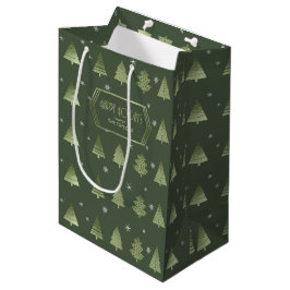 Kerstaven en Snowflakes Pattern Green ID863 Medium Cadeauzakje