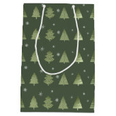 Kerstaven en Snowflakes Pattern Green ID863 Medium Cadeauzakje (Achterkant)