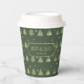 Kerstaven en Snowflakes Pattern Green ID863 Papieren Bekers (Voorkant)