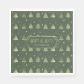 Kerstaven en Snowflakes Pattern Green ID863 Servet (Voorkant)