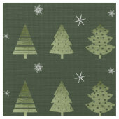 Kerstaven en Snowflakes Pattern Green ID863 Stof (Close Up)