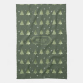 Kerstaven en Snowflakes Pattern Green ID863 Theedoek (Verticaal)