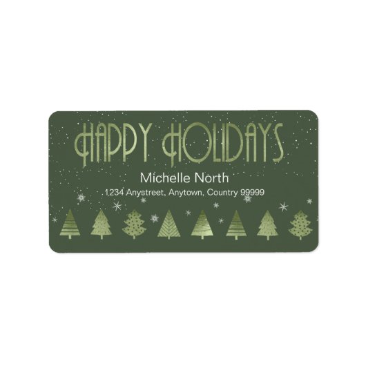 Kerstaven en Snowflakes V2 Green ID863 Etiket (Voorkant)