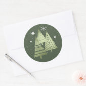 Kerstaven en Snowflakes V2 Green ID863 Ronde Sticker (Envelop)