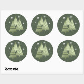 Kerstaven en Snowflakes V2 Green ID863 Ronde Sticker (Vel)