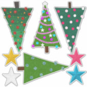 Kerstaven en sterren zien eruit sticker (Voorkant)