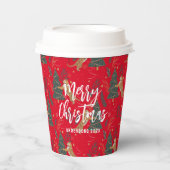 Kerstaven en tijgerpatroon papieren bekers (Voorkant)