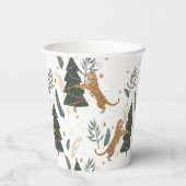 Kerstaven en tijgerpatroon papieren bekers (Achterkant)