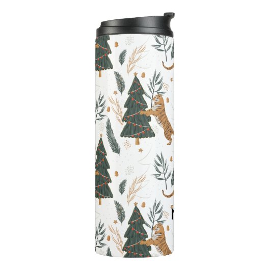 Kerstaven en tijgerpatroon thermosbeker (Gedraaid links)