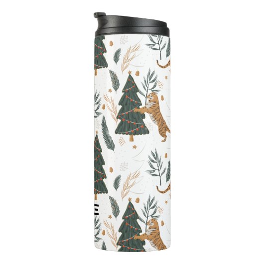 Kerstaven en tijgerpatroon thermosbeker (Geroteerd rechts)