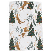 Kerstaven en tijgers patroon aangepaste achtergron medium cadeauzakje (Voorkant)