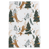 Kerstaven en tijgers patroon aangepaste achtergron medium cadeauzakje (Achterkant)