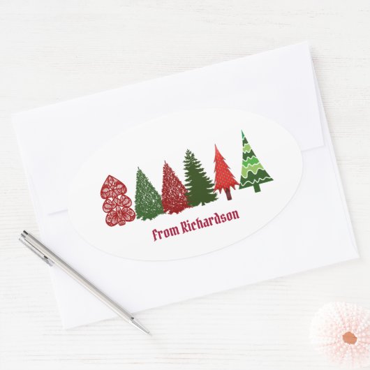 Kerstaven Klassieke ovaal Sticker (Envelop)