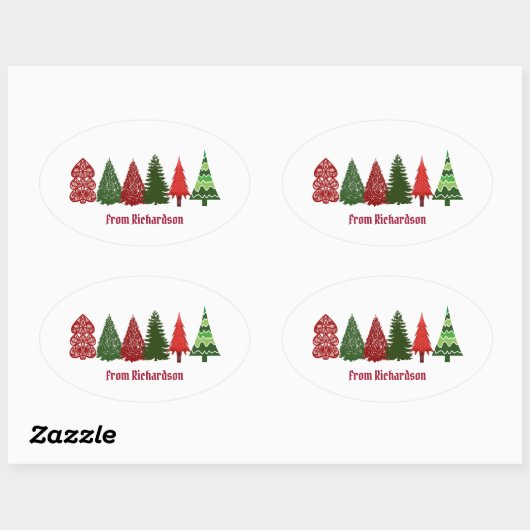 Kerstaven Klassieke ovaal Sticker (Vel)