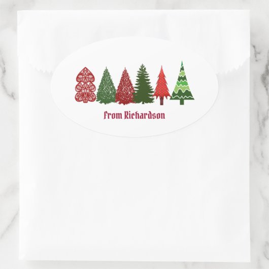 Kerstaven Klassieke ovaal Sticker (Tas)