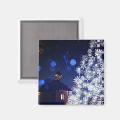Kerstaven met blauwe achtergrond magneet (Voorkant / Achterkant)