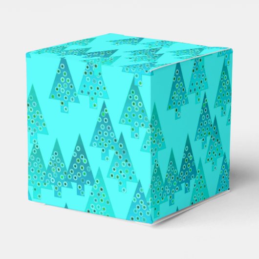 Kerstaven met een moderne bloem - aqua & pauock bedankdoosjes (Achterkant)