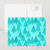 Kerstaven met een moderne bloem - aqua & pauock feestdagenkaart (Voorkant / Achterkant)