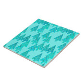 Kerstaven met een moderne bloem - aqua & pauock tegeltje (Zijkant)