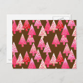 Kerstaven met een moderne bloem - koraal en bruin feestdagenkaart (Voorkant / Achterkant)