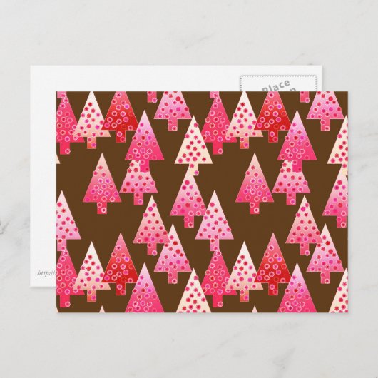 Kerstaven met een moderne bloem - koraal en bruin feestdagenkaart (Voorkant / Achterkant)