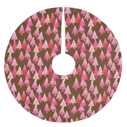 Kerstaven met een moderne bloem - koraal en bruin kerstboom rok (Voorkant)