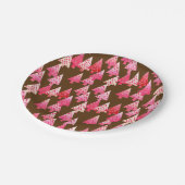 Kerstaven met een moderne bloem - koraal en bruin papieren bordje (Gekanteld)