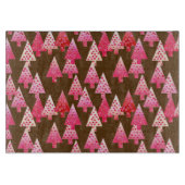 Kerstaven met een moderne bloem - koraal en bruin snijplank (Voorkant)