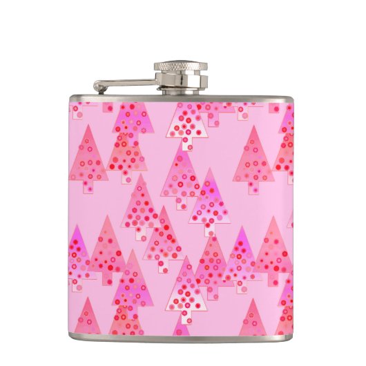 Kerstaven met een moderne bloem - pastelroze heupfles (Voorkant)