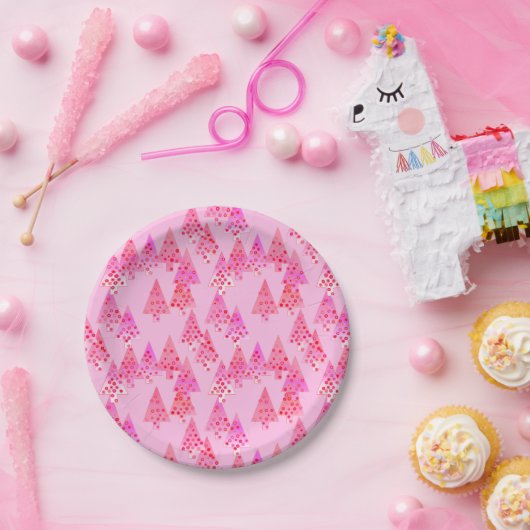 Kerstaven met een moderne bloem - pastelroze papieren bordje (Feest)