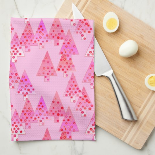 Kerstaven met een moderne bloem - pastelroze theedoek (Quarter Fold)