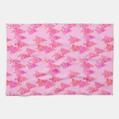 Kerstaven met een moderne bloem - pastelroze theedoek (Horizontaal)